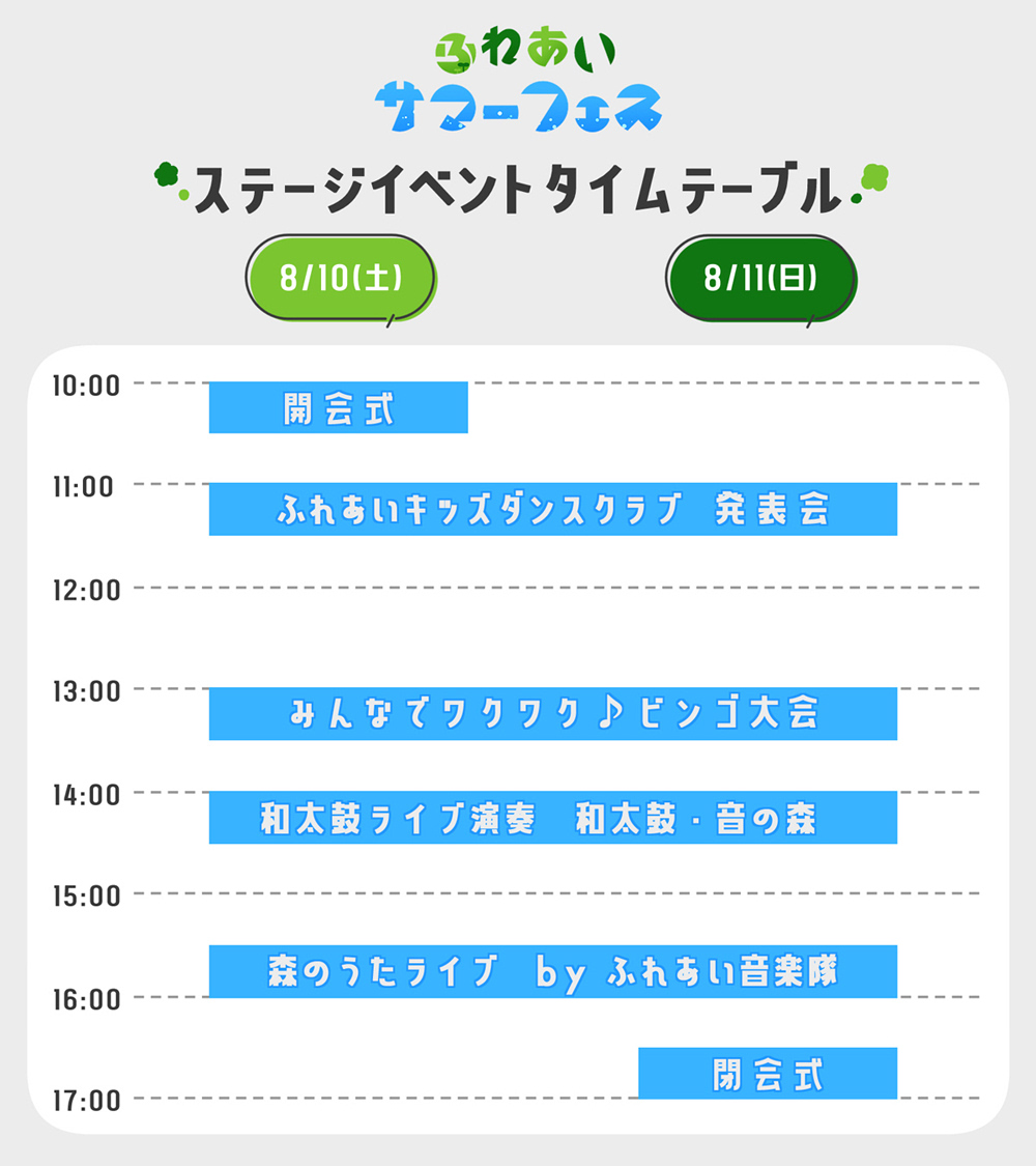 ふれあいサマーフェス ステージイベント タイムテーブル